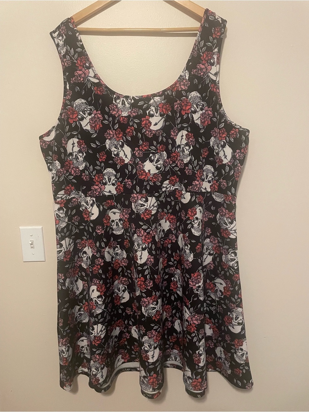 Torrid Plus size scoop neck swing tank dress with skull and rose pattern